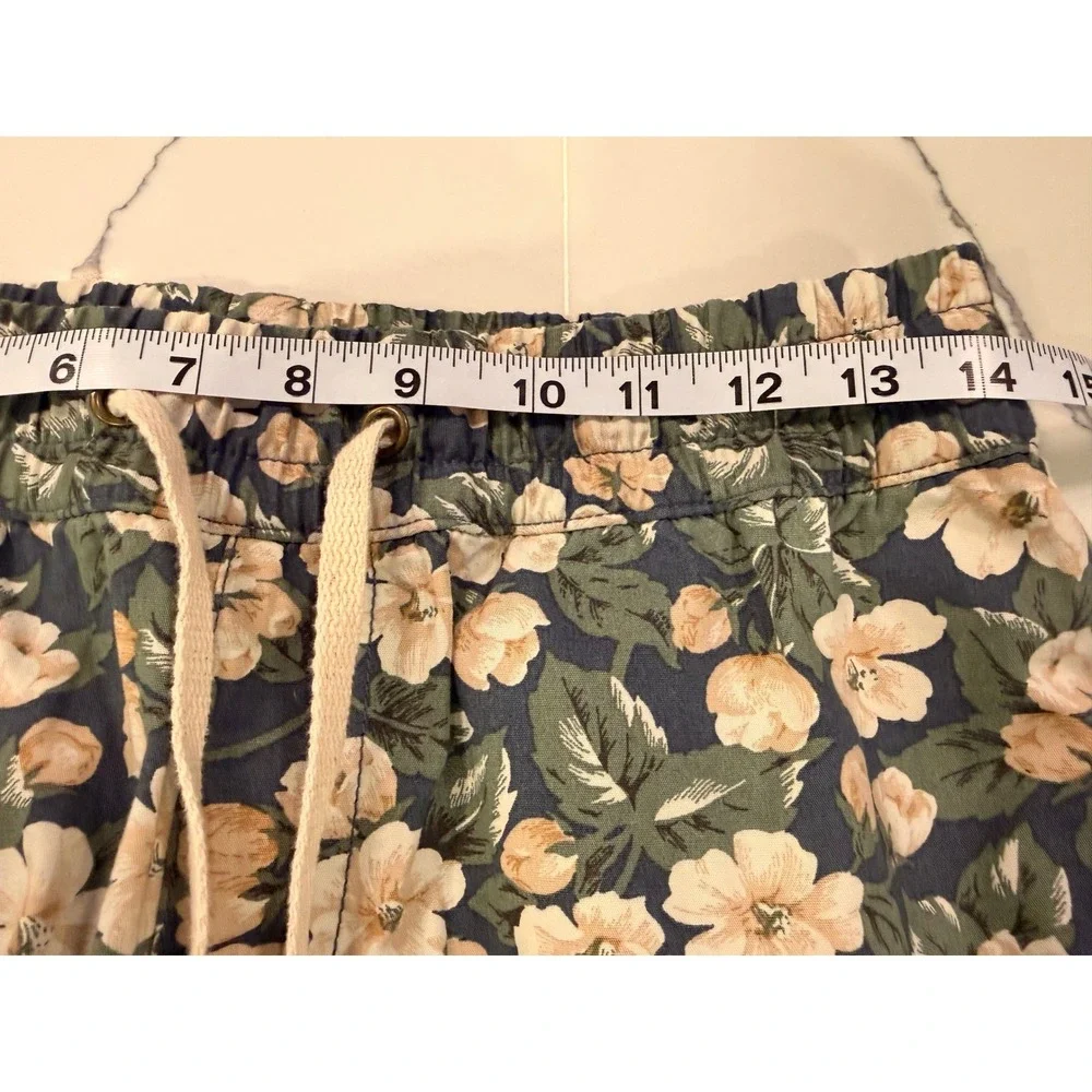 J Crew Mens Dock Shorts Small Navy Blue Floral Print Cotton Drawstring 6